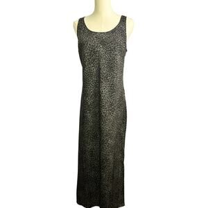GAP Black and Gray Sheath Midi Dress with Slit leopard print size xs